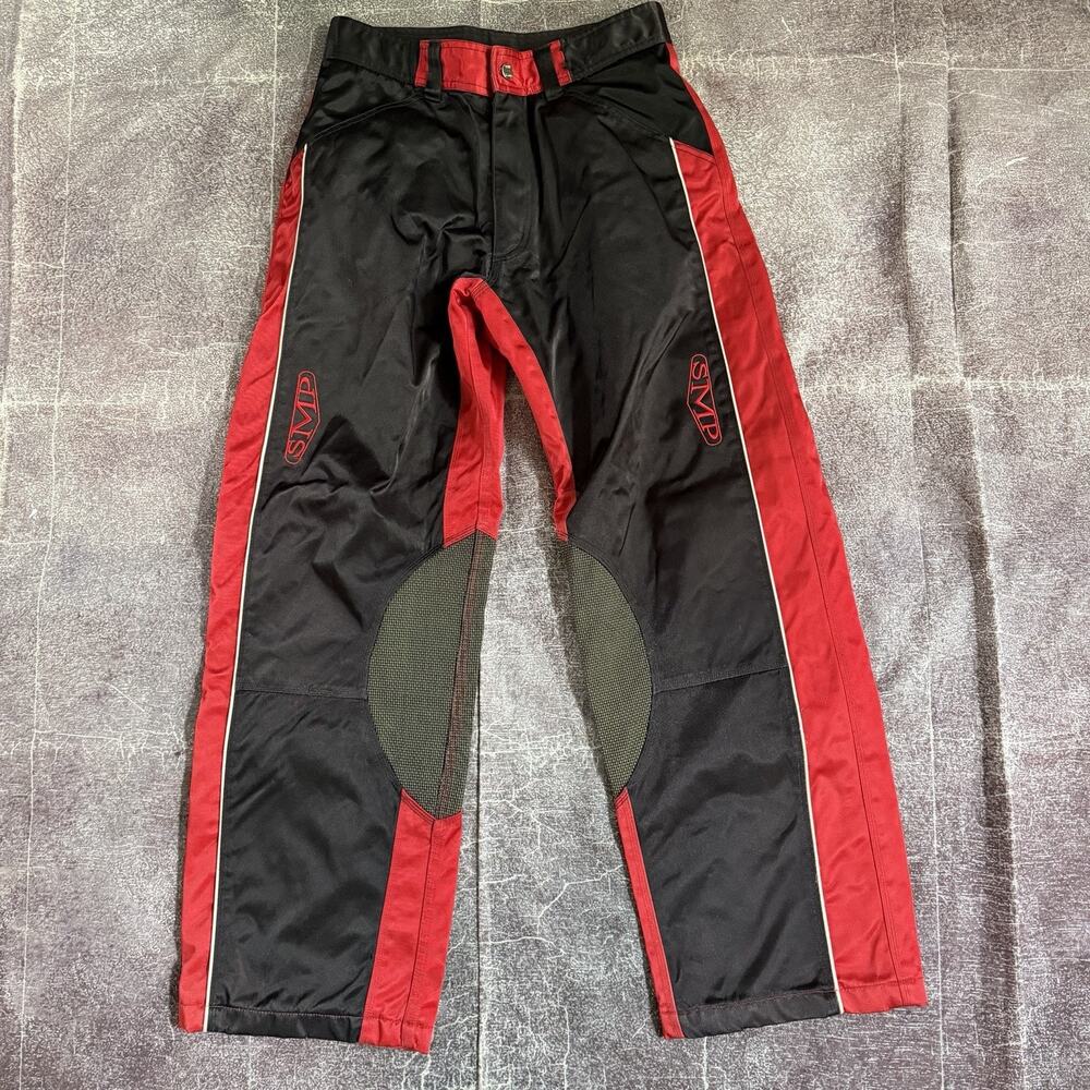 Mens Vintage Y2K SMP Clothing Red Black Freeride MX Baggy Skate Pants Sz 32 X 32